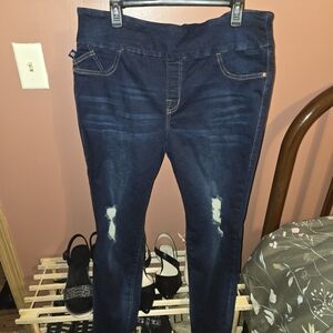 Rock & Republic Dark Blue Distressed Jeggings Pull On 18 S
